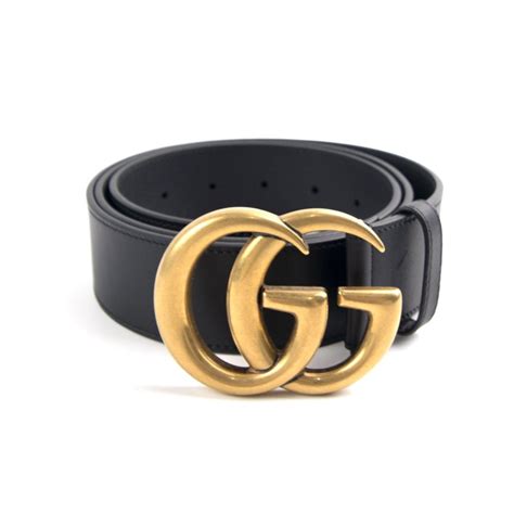 mens gucci black belt golden logo 46 long made italy 434520 